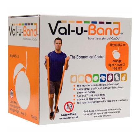 Fabrication Enterprises Val-u-Band Latex Free Exercise Band, Orange - Level 2, 50 Yard Roll/Box 1542329